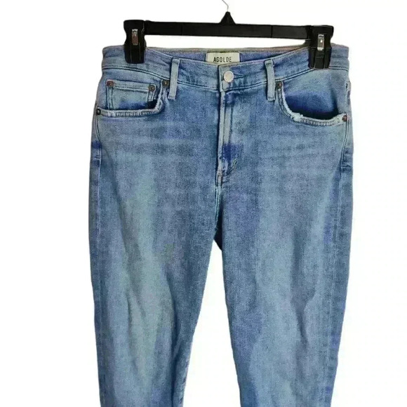 𝅺AGOLDE Sophie Mid Rise Ankle Saltwater Raw Hem Skinny Jeans size 29 - Picture 3 of 9